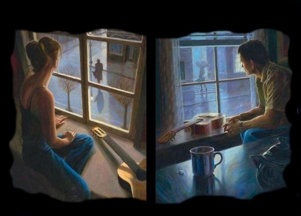 Женская фигура у окна