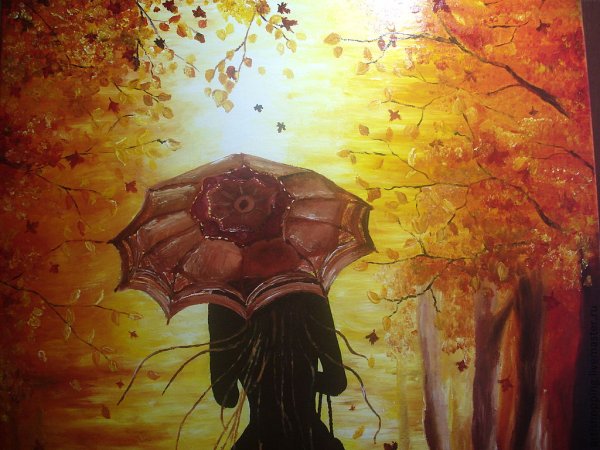 Под дождем под зонтом