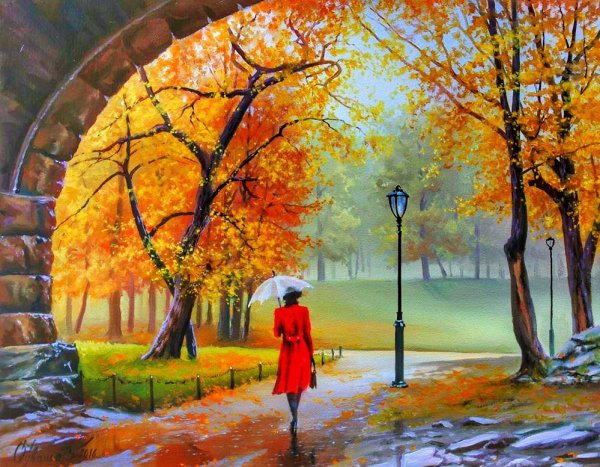 Человек в пейзаже парк