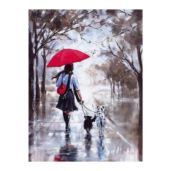 Осенний пейзаж девочка с зонтом