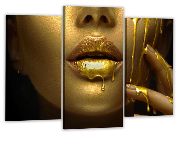 Золотые губы на черном фоне