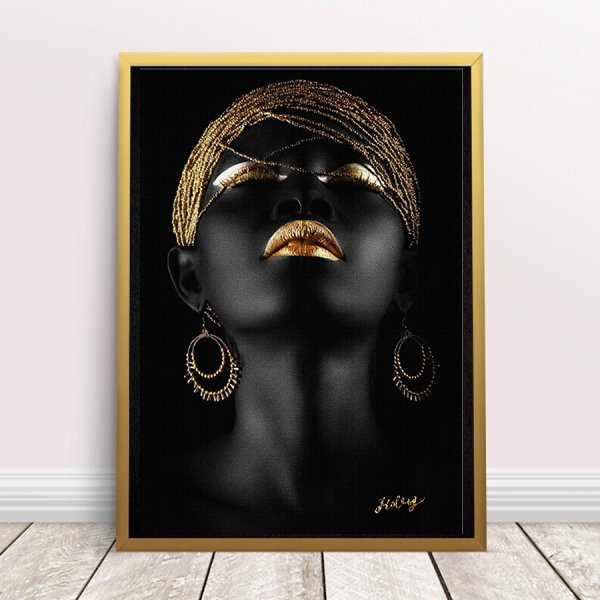 Картина африканка черное в золоте