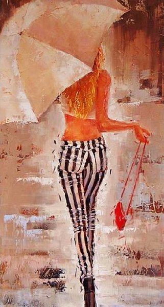 Зонтики маслом