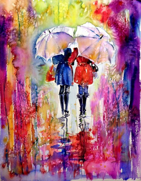 Дождь акрилом