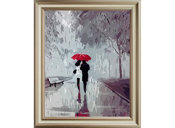 Живопись мастихином девушка с зонтом