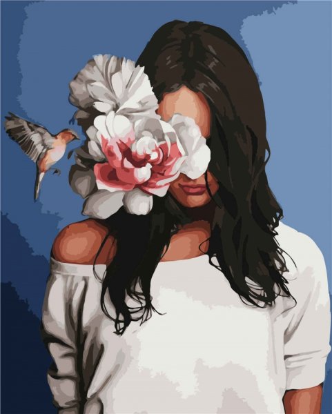 Картина по номерам девушка цветок