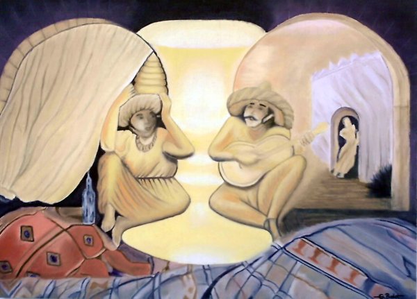 Картина девушка и бабушка