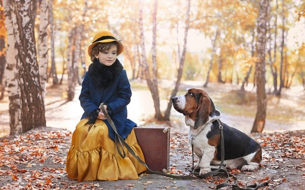 Фотосессия с собакой осенью