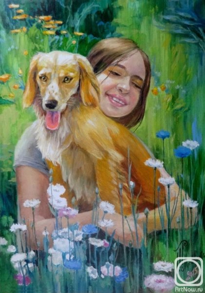 Портрет с собакой живопись