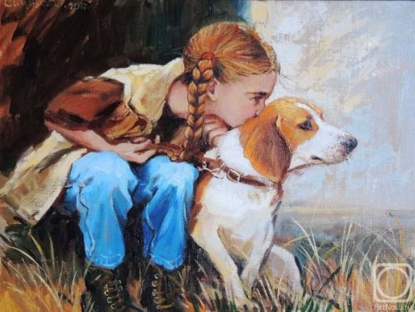 Девушка с собачкой в парке