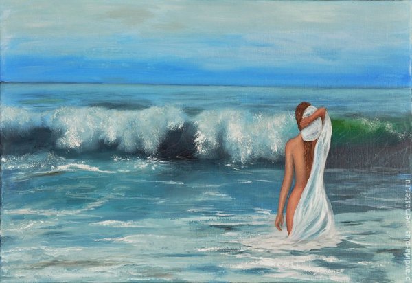 Красивый пейзаж морской с девушкой