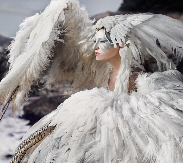 Силуэт индейца с перьями