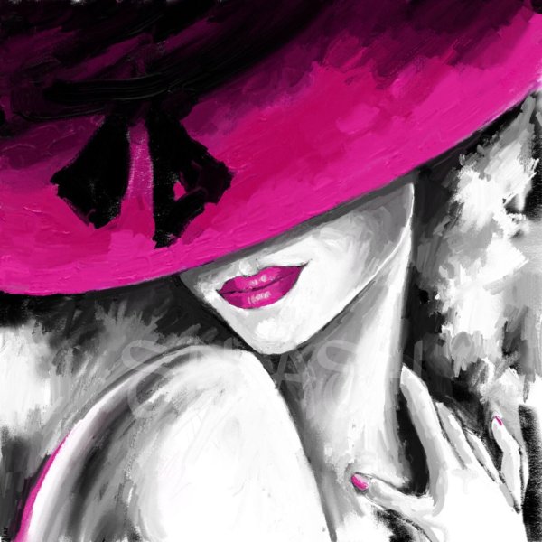 Силуэт лица девушки в шляпе