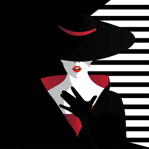 Дама в шляпе силуэт