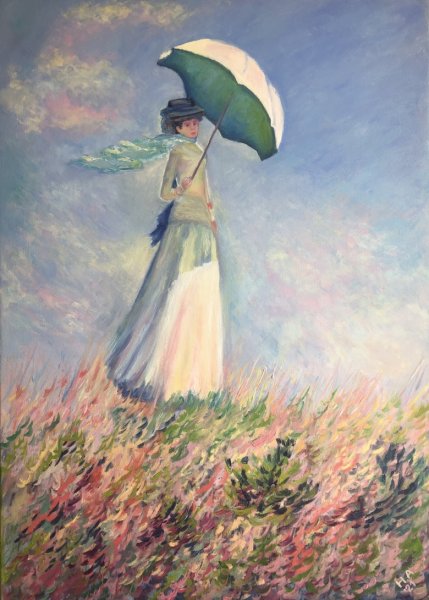 Клод Моне прогулка дама с зонтиком оригинал