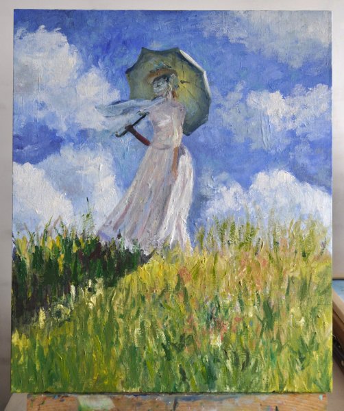 Картина дама с зонтиком Клод Моне