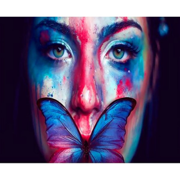 Картина по номерам девушка с бабочкой на лице