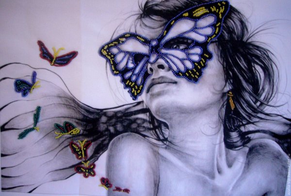 Картина девушка с бабочками