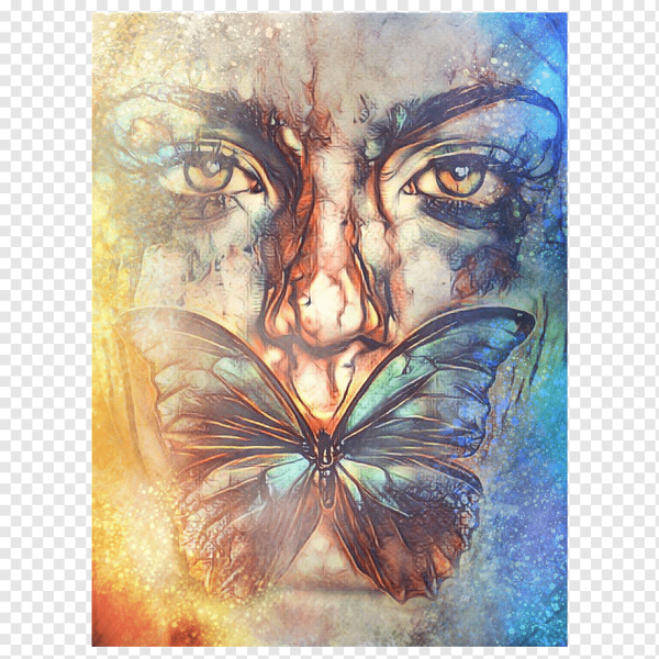 Лицо с бабочками картина