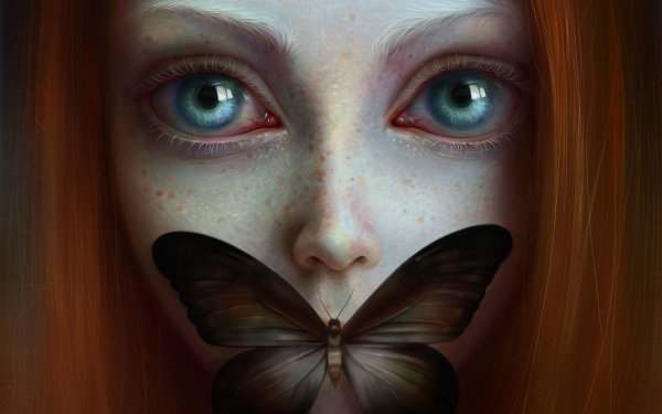 Девушка с бабочкой на лице