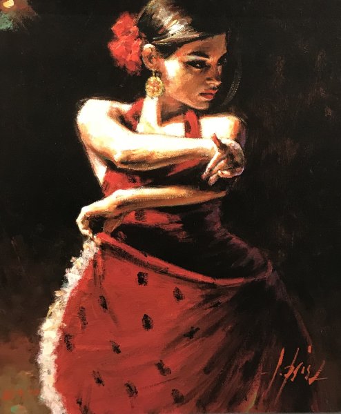 Девушка в Красном платье танцует