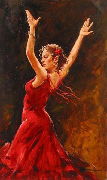 Девушка в Красном живопись