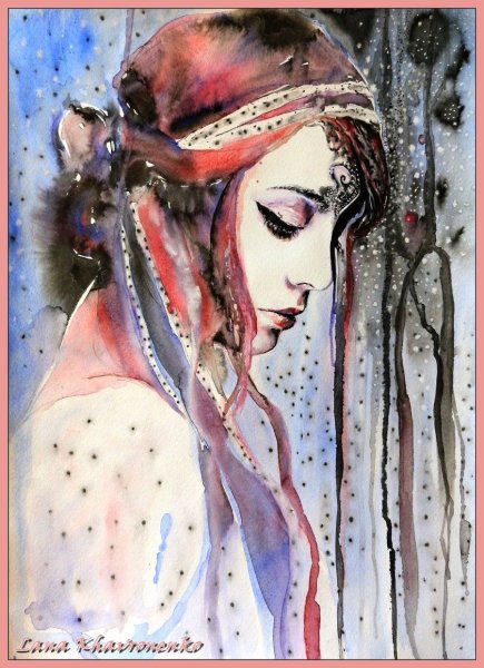 Акварель образ девушки