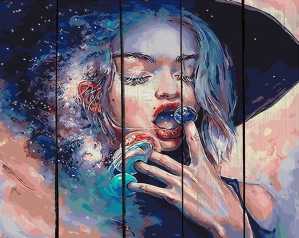 Живопись девушка космос