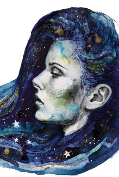 Космический портрет акварелью