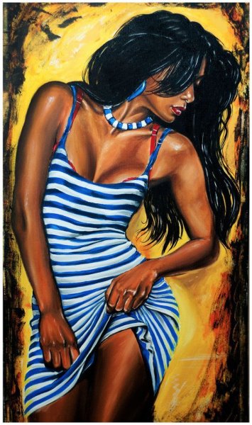 Негритянка на черном фоне