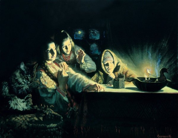 Девушки гадают на Святки