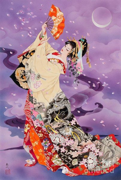 Японская живопись девушки