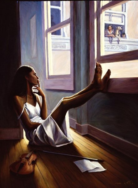 Художник Марк Келлер девушка у окна