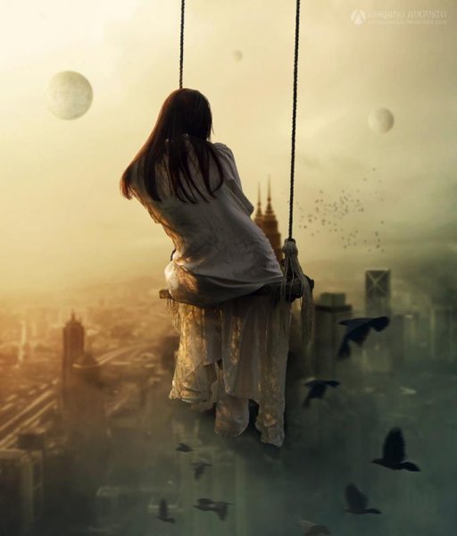 Девушка на качелях