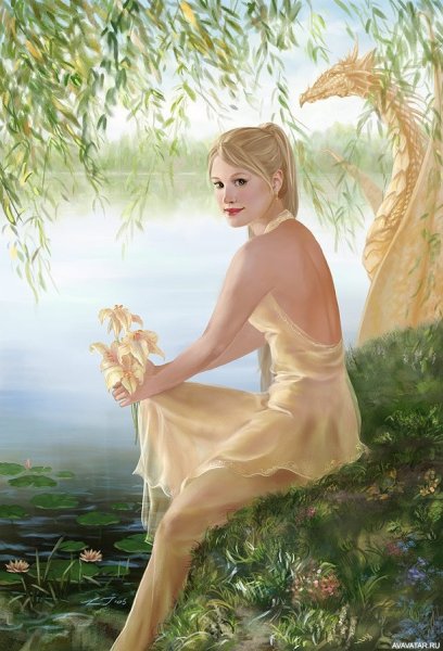 Девушка на природе живопись