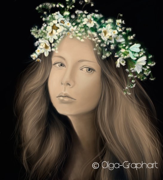 Вышивка девушка с венком