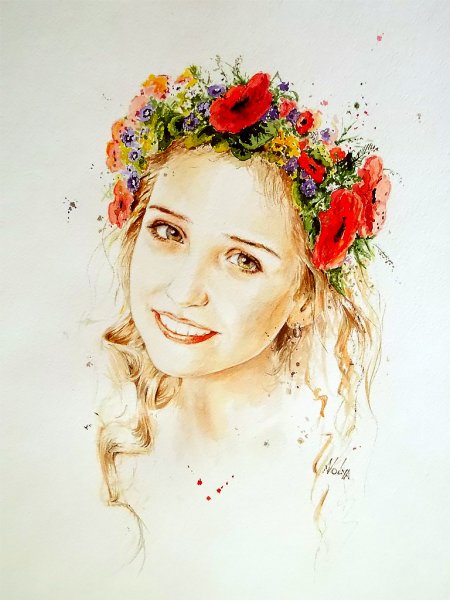 Портрет с венком на голове