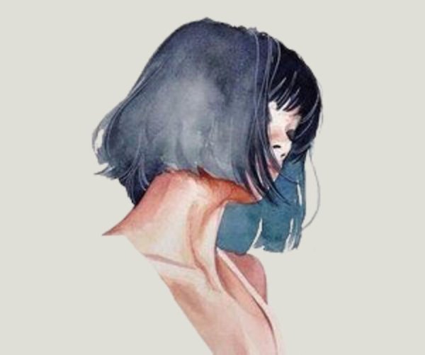 Нарисованная девушка с каре