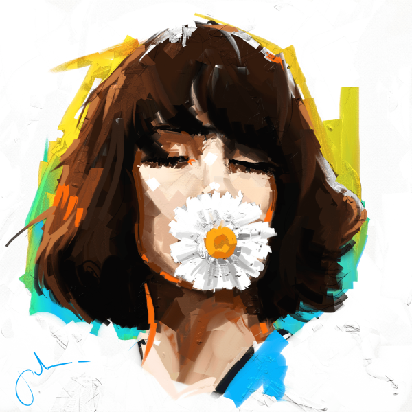 Девушка с каре живопись