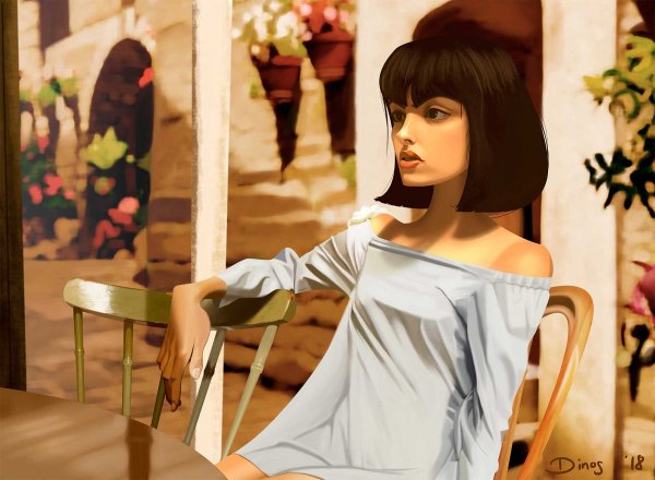 Девушка с каре картина