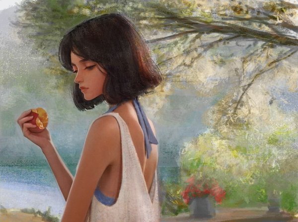 Девушка с каре рисунок