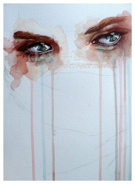Заплаканные глаза акварелью