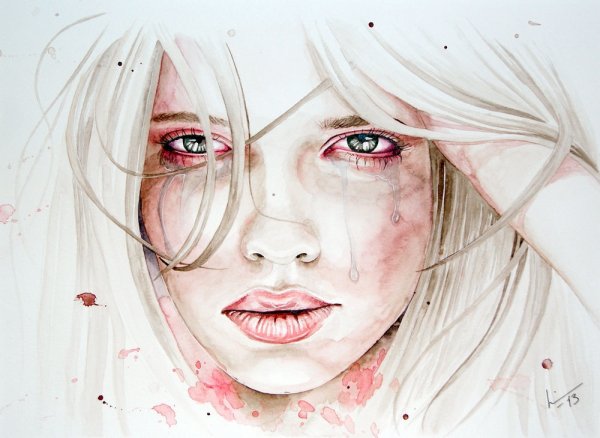 Девушка с половиной лица арт