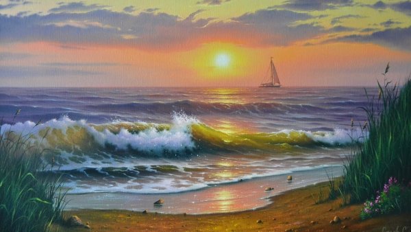 Закат на море