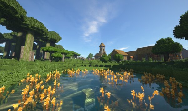 Майнкрафт шейдеры деревня