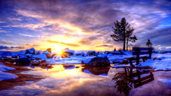 Зимний закат HD