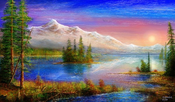 Живопись горы Боб Росс