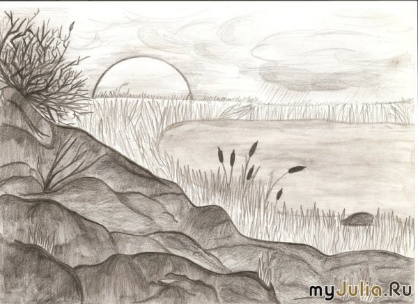 Рисунки карандашом природа