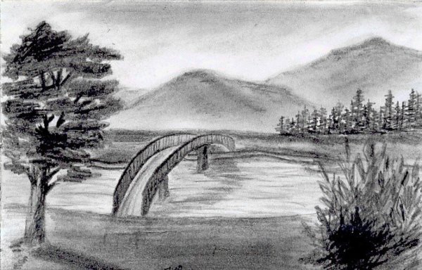 Пейзаж рисунок карандашом
