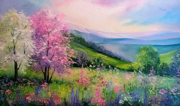 Пейзаж акрилом